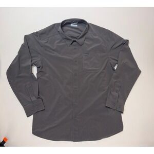 Columbia Mens Large Grey Pinstripe Long Sleeve Button Down Outdoor Hiking Shirt